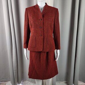 Kasper A.S.L. Red, Orange, Black, Petite Women's Skirt And Blazer Size 8P